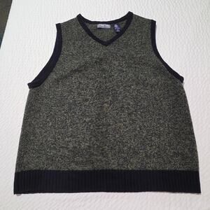 STRUCTURE Sweater Vest Men L vneck 90s y2k 100% Wool Dadcore Grandpa teacher